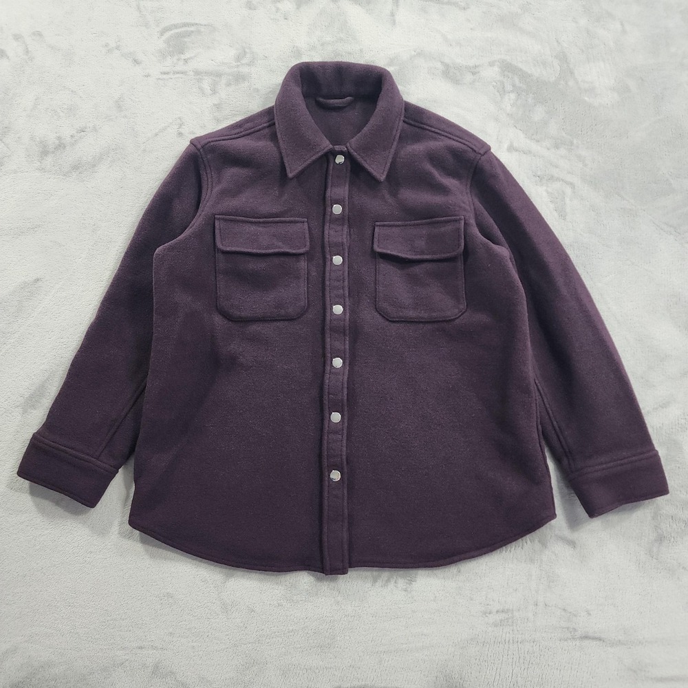 & Other Stories Jacket Womens 4 Purple Wool Snap Front Shirt Shacket Casual